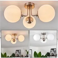 hofstein Deckenleuchte moderne Deckenlampe aus Metall/Glas in Nickel-matt/Milchglas, ohne Leuchtmittel, im modernen Design, Glasschrime (15cm), 3x E14, ohne Leuchtmittel
