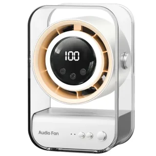 Tevorex Mini Portable Fan with Bluetooth Speaker USB Rechargeable 100 Speed Levels Quiet Operation LED Display for Home