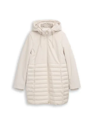 Tom Tailor - Softshell Hybrid Steppmantel mit Kapuze sand stone beige - Gr. - L