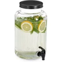 Zeller Present Getränkespender Glas mit Zapfhahn, Glas/Metall, vielfältig einsetzbar, 3900 ml, Riffeloptik