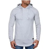 Alessandro Salvarini Hoodie Herren Longsleeve Oversize – Biker Look mit Kapuze Langarm Hoodie mit Stretch und Stepp-Einsätzen