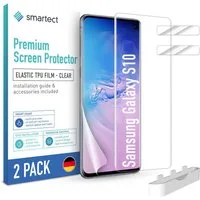 smartect Displayschutzfolie TPU Schutzfolie Klar für Samsung Galaxy S10, Set, 2 Stück, (Display + Kamera) Panzerfolie Displayfolie