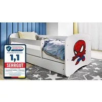 Raumhirsch Furniture Kinderbett 70x140, 80x160, 80x180 cm - Komplettset mit Matratze & Schublade (Bett für Mädchen, Einzelbett für Kinder von 2-12 Jahren, Rausfallschutz und Lattenrost), verschiedene Farben & Designs