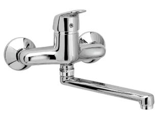 Herzbach Kappa Wandbatterie Aufputz, schwenkbarer Auslauf 200mm chrom , 50.114000.1.01 50.114000.1.01