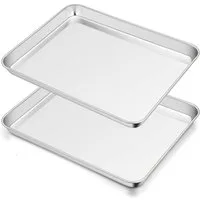 LuxusKollektion Backblech Backblech Edelstahl 2er Set 40x30x2,5cm für Backen Braten Servieren