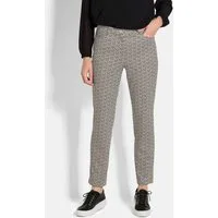 GOLDNER Stoffhose Kurzgröße: Slim Fit Printhose mit hohem Bund Stretchhose mit Formbund, Gürtelschlaufen, Reißverschluss, 7/8-Länge