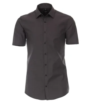 VENTI - Popeline Hemd Halbarm uni 001930 anthrazit - Gr. - 46