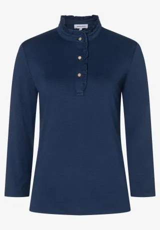 MORE & MORE - T-Shirt mit Knopfleiste blau - Gr. - 36
