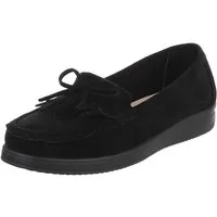 Ital-Design Eleganter Fransen-Schuh für Damen mit hohem Tragekomfort Slipper (91409706) Keilabsatz/Wedge Mokassins in Schwarz