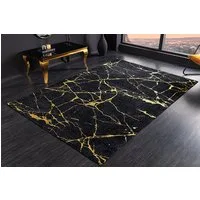riess-ambiente Teppich MARBLE 240x160cm schwarz / gold, rechteckig, Höhe: 8 mm, Wohnzimmer · Flachgewebe · Marmor-Optik · Modern Design