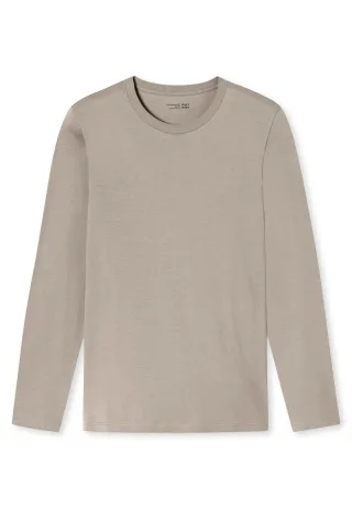 SCHIESSER - Langarmshirt Rundhals braungrau - Gr. - 48