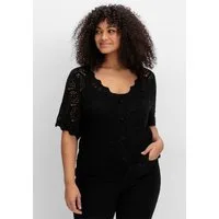 sheego by Joe Browns Strickjacke Strickjacke Kurzarm Grobstrick, Ajour im Ajourmuster