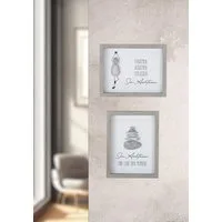 MF Wanddekoobjekt Steinbild 2er Set Achtsamkeit mit Spruch aus MDF In Grau 3D Optik (2 St)