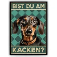 Tigerlino Poster Bist du am Kacken? Hunde Wandbild DIN A4 Gästebad Badezimmer Gäste-WC, Dackel
