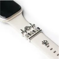 ARTVALL Smartwatch-Armband Apple Watch Charms Set 38/40/41mm & 42/44/45/49mm, trendige Watch Charms Pfote Herzen mit Strasssteinen Silber
