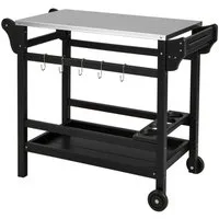 COSTWAY Grillablagetisch, Grillwagen,Beistelltisch auf Rollen, outdoor