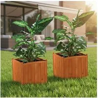 Melko Pflanzkübel Blumenkasten 2 Stück Pflanztrog 50cm Blumentopf Eckig Blumenständer (Set, 2 St., Blumenkasten), Innenfolie
