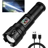 feinlux Taschenlampe LED Taschenlampe Superhelle Flashlight (Packung, 1 x LED Taschenlampe, 1 x Aufladekabel, 1 x Bedienungsanleitung), 150000LM,Campinglampe 10 Modi,Starke Wasserdicht Flashlight
