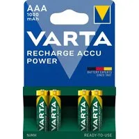 VARTA Batterien AAA, wiederaufladbar, 4 Stück, Akku, 1000 mAh, vorgeladen Batterie, HR03 (1,2 V V, 1 St), Wiederaufladbar bis zu 1000 Zyklen