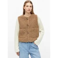 s.Oliver Outdoorjacke Outdoor-Weste Teddyweste mit Knebelknöpfen
