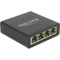 USB 3.2 Gen 1 Adapter, USB-A Stecker > 4x RJ-45 Buchse schwarz, Gigabit LAN, inkl. 80cm USB-Verlängerungskabel