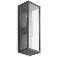 Lindby Außen-Wandleuchte Peldar, Metall, Schwarz IP44, 2 x 60 W
