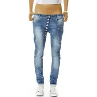 be styled Tapered-fit-Jeans Baggy Damenhosen mit asymetrischer Knopfleiste, röhriger Schnitt j02kw