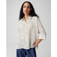 OPUS Kurzarmbluse Fashell aus Webware mit Streifenstruktur All-Over-Print, leichte Transparenz, weicher Griff, Casual