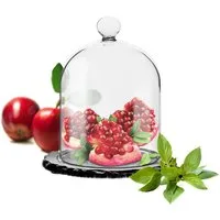 Sendez Tortenglocke Glasglocke auf Schieferplatte 10x13,5cm Glashaube Glocke Glasdom
