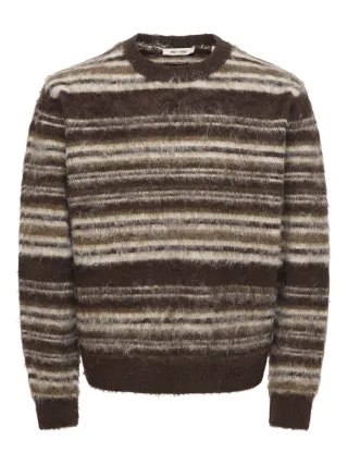 ONLY&SONS - ONSAIDEN RLX LS CREW KNIT Coffee Bean - Gr. - M
