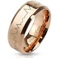 BUNGSA Fingerring 49 (15.6) - Ring Herzschlag Rosegold aus Edelstahl Unisex (Ring, 1-tlg), Damen Herren