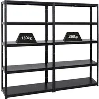PROREGAL® Schwerlastregal MegaDeal Stabiles Steckregal STEEL EAGLE mit 5 Fachböden aus Stahl, 2-tlg., Kellerregal Lastenregal Garagenregal 130kg Fachlast