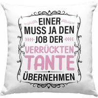 Trendation Dekokissen Trendation - Verrückte Tante Geschenk Kissen Lustig Spruch Dekokissen