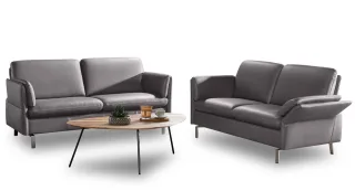 Belen Ledersofa grau 2 Sitzer