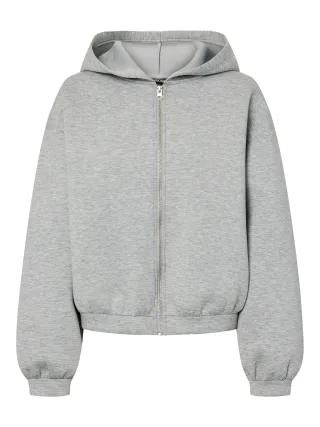 PIECES - PCBUCUBA LS ZIPPER SCUBA HOODIE ACT JRS Light Grey Melange - Gr. - M