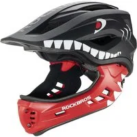 ROCKBROS Fahrradhelm TT-32006 Größe S in Schwarz, Fullface Kinder MTB BMX Downhill Schutzhelm Helm Belüftet Leicht