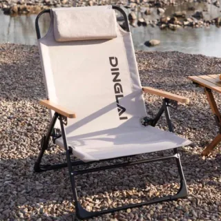 Xmund Outdoor Portable Folding Recliner Chair 5 Position Adjustable Heavy Duty 150kg Capacity Detachable Tray Camping Be