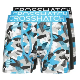 Crosshatch - "Crystaline" Boxershorts für Herren (3er-Pack) (Malibu-Blau/Schwarz/Grau)