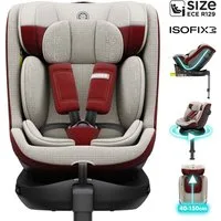 Daliya® Autokindersitz BRAVO i-Size Auto-Kindersitz, 360° drehbar, mitwachsend, atmungsaktiv, ab: ab Geburt, bis: bis 12 Jahre, ab: 40 cm, bis: 150 cm, (Neugeborenen-Set, 4-tlg), 8 Stufen Sitzneigung, verstellbare Kopfstütze, Stützbein, Belüftet