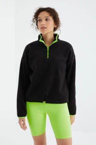 Übergroßer Plüsch-Half-Zip-Sweatshirt