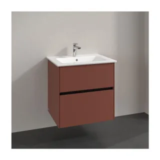 Villeroy und Boch Collaro Waschtischunterschrank C143B0AH 61,1x61x48cm, Waschbecken mittig, LED-Beleuchtung 4,2W, wine red