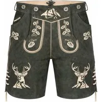 PAULGOS Trachtenhose Herren Lederhose Kurz mit Trägern 100% Echtleder - HK4