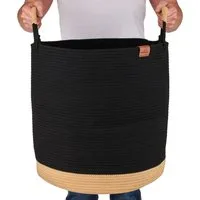 WIESEN.design Wäschekorb Großer Wäschekorb geflochten - Juna 80L - aus 100% Baumwollseil (Baumwollkorb, Laundry basket, Wäschekorb xxl, Wäschekorb rund, Korb für Decken, Aufbewahrungskorb geflochten), - gratis Lieferung -