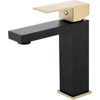 Sumerain Waschtischarmatur Gold Badezimmer Armatur,Armatur bad,Waschtischarmatur (mit 2 * 60 cm Flexible Verbindungsschläuche, Mischbatterie,bad mischbatterie schwarz gold) waschbecken armaturen,einhebelmischer waschbecken Edelstahl