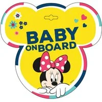 Disney Minnie Mouse Warnschild Baby on Board Schild Auto mit Saugnapf Hinweis Schild fürs Fenster