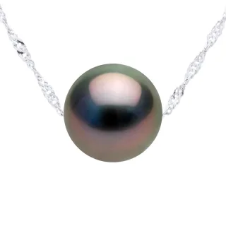Halskette, echte Tahiti-Zuchtperle, rund, 9–10 mm