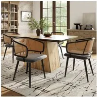 Flieks Esszimmerstuhl (Set, Eisengestell, 4 St), 4er Set Polsterstühle mit Armlehnen Rattanstuhl Samt Wohnzimmer