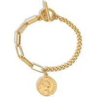 GOLDKLEIN Edelstahlarmband Edelstahl Münze Schmuck Armkette, Damen, inkl. Geschenkbox