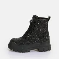 Buffalo ASPHA LACEUP HI Schnürboots Plateauboots, Schnürstiefelette mit stylischem Glitterbesatz
