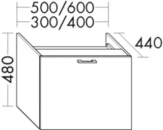 Burgbad Unterschrank zu M3 Sys30 PG2 Echo 480x500x440 Weiß Matt, WVEL050464 WVEL050464